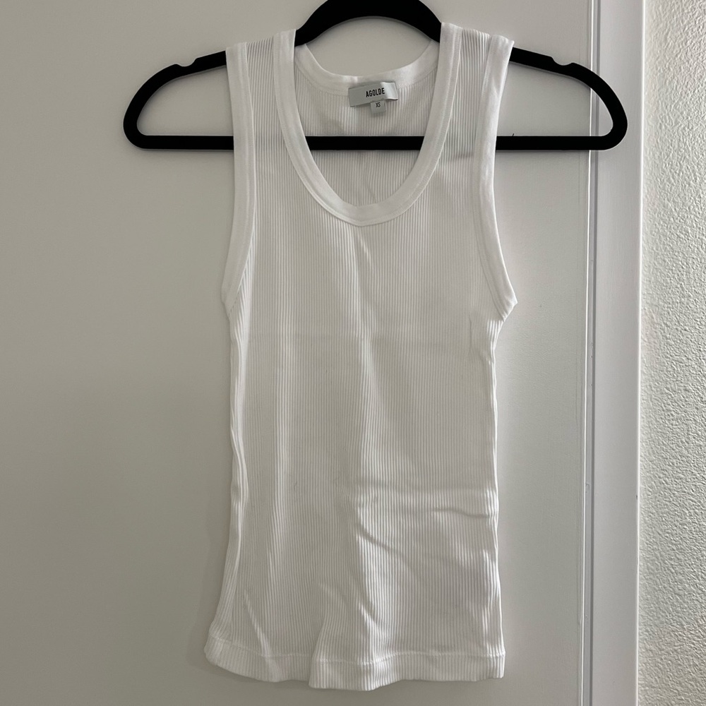 Agolde Ribbed White Tank Top